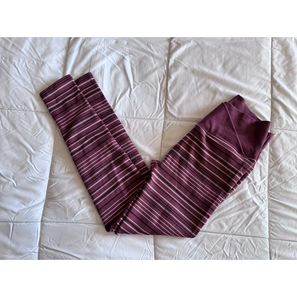 Spiritual Gangster burgundy stripe leggings wrap front love sculpt Size XS EUC